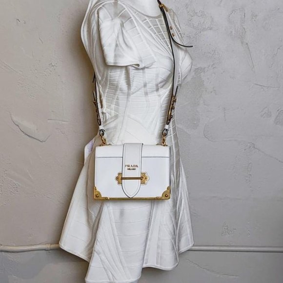 SOLD Prada Cahier Medium White Leather Cross Body Bag - Picture 8 of 8